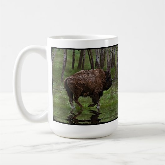 Büffel und Wald, Bison-Liebhaber Design Kaffeetasse (Links)