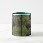 Büffel und Wald, Bison-Liebhaber Design Tasse (Zentrum)