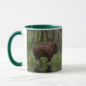 Büffel und Wald, Bison-Liebhaber Design Tasse (Links)