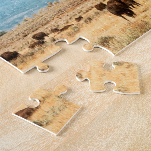 Büffel unter den großartigen Teton Bergen Puzzle (Seite)