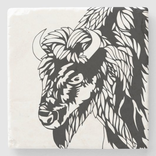 Büffel-Untersetzer Steinuntersetzer (Vorderseite)