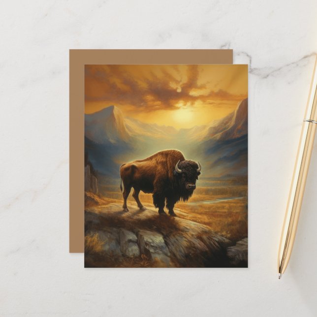 Büffelbison-Sonnenuntergangs-Silhouette (Vorderseite/Rückseite Beispiel)