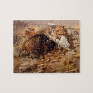 Büffeljagd Eingeborenenjäger Puzzle