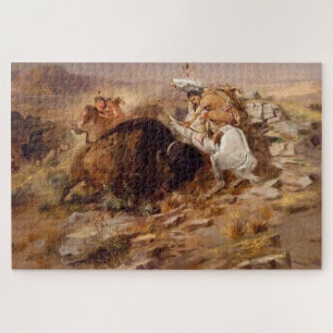 Büffeljagd Eingeborenenjäger Puzzle
