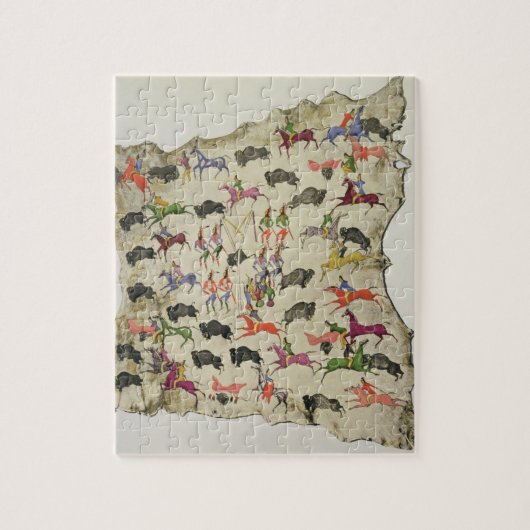 Büffeljagd (Pigment auf Elchhaut) Puzzle (Vertikal)