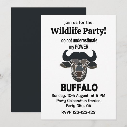 Büffelkopf Bison Tier Büffel Einladung (Vorne/Hinten)