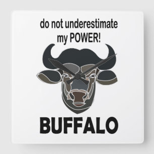 Büffelkopf Bison Tier Büffel Quadratische Wanduhr