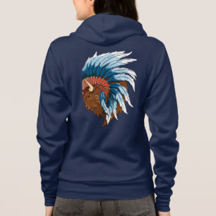 Büffelkopf mit indianischem Kopfschmuck Hoodie