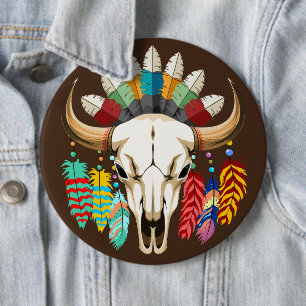 Büffelschädel-Emblem der amerikanischen Ureinwohne Button