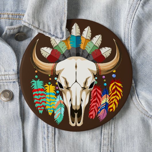 Büffelschädel-Emblem der amerikanischen Ureinwohne Button (Beispiel)