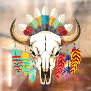 Büffelschädel-Emblem der amerikanischen Ureinwohne Fensteraufkleber