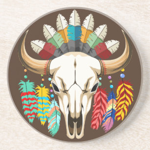 Büffelschädel-Emblem der amerikanischen Ureinwohne Getränkeuntersetzer