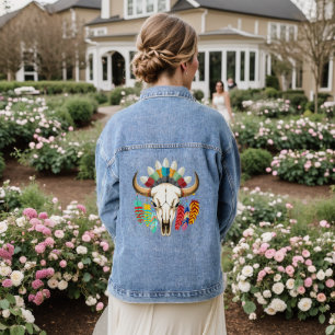 Büffelschädel-Emblem der amerikanischen Ureinwohne Jeansjacke