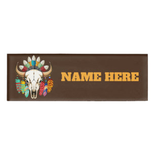 Büffelschädel-Emblem der amerikanischen Ureinwohne Namenschild