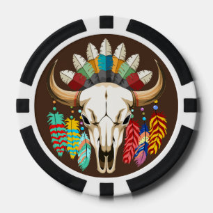 Büffelschädel-Emblem der amerikanischen Ureinwohne Pokerchips