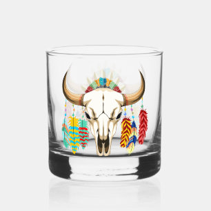 Büffelschädel-Emblem der amerikanischen Ureinwohne Whiskyglas