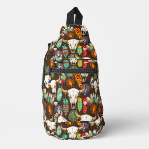 Büffelschädel-Emblem der Native Americans Crossbody Bag