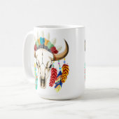 Büffelschädel-Emblem der Native Americans Kaffeetasse (Vorderseite Links)