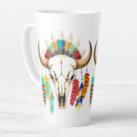 Büffelschädel-Emblem der Native Americans Milchtasse (Linke Ecke)