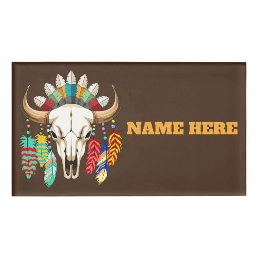 Büffelschädel-Emblem der Native Americans Namenschild (Vorderseite)