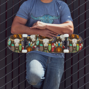 Büffelschädel-Emblem der Native Americans Skateboard