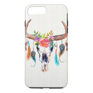 Büffelschädel mit Feder und Blumen Case-Mate iPhone Hülle