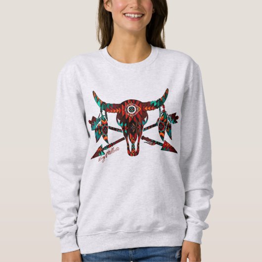 Büffelschädel und Pfeile Sweatshirt (Vorderseite)