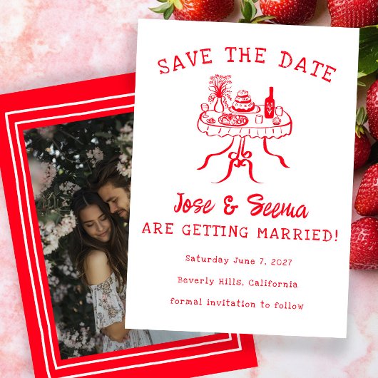 Buffet Abendessen Tischhand Niedliches Foto Save The Date