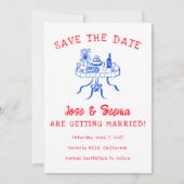 Büffet Abendtisch Hand Niedlich süß nach Maß gezog Save The Date (Vorderseite)