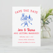 Büffet Abendtisch Hand Niedlich süß nach Maß gezog Save The Date (Stehend Vorderseite)