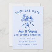 Büffet Abendtisch Hand Niedlich süß nach Maß gezog Save The Date (Vorderseite)