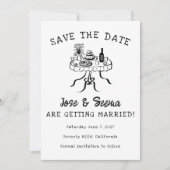 Büffet Abendtisch Hand Niedlich süß nach Maß gezog Save The Date (Vorderseite)