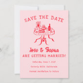 Büffet Abendtisch Hand Niedlich süß nach Maß gezog Save The Date (Vorderseite)