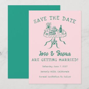 Buffet Abendtisch Handgezeichnet Süß Custom Save The Date