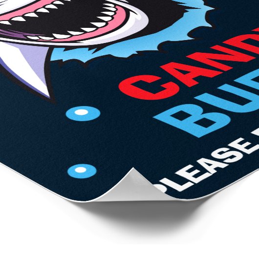Buffet mit Haifischen Schild Shark Candy Bar sign (Ecke)