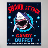 Buffet mit Haifischen Schild Shark Candy Bar sign (Vorne)