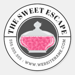 Büffet mit rosa Bonbons und geschliffener Text Runder Aufkleber