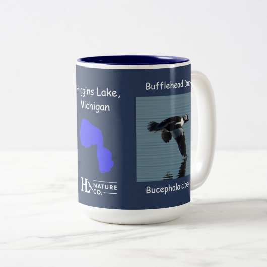 Bufflehead Drake Zweifarbige Tasse (VorderseiteRechts)