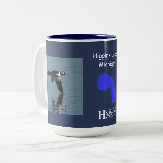 Bufflehead Drake Zweifarbige Tasse (Vorderseite Links)
