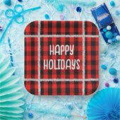 Bufflo Kariert mit Holiday Silver Tinsel Pappteller (Party)