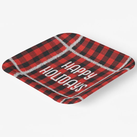 Bufflo Kariert mit Holiday Silver Tinsel Pappteller (Gewinkelt)