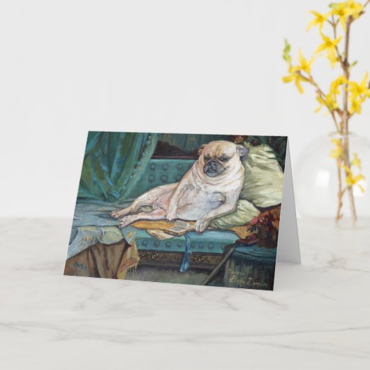 Buffy Dumplin in ihrer Boudoir Mops Holiday Card Karte (Gelbe Blume)