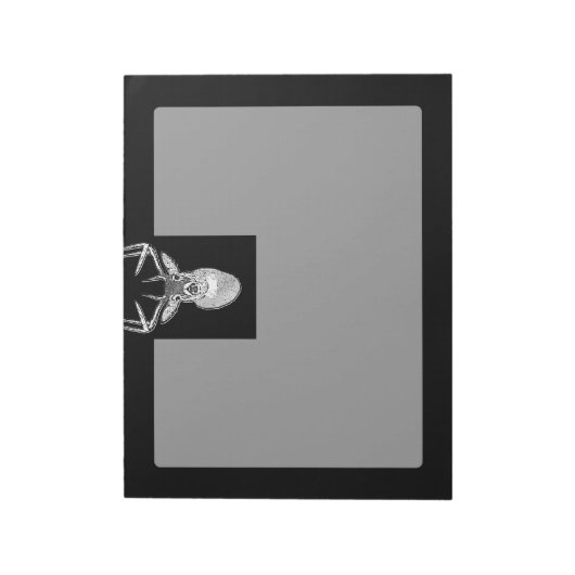 Bug auf dem Schwarz-weißen Schwanz Hirschkopf Notizblock (Rotiert)