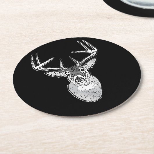 Bug auf dem Schwarz-weißen Schwanz Hirschkopf Runder Pappuntersetzer (Angewinkelt)