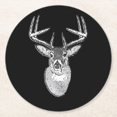 Bug auf dem Schwarz-weißen Schwanz Hirschkopf Runder Pappuntersetzer (Vorderseite)