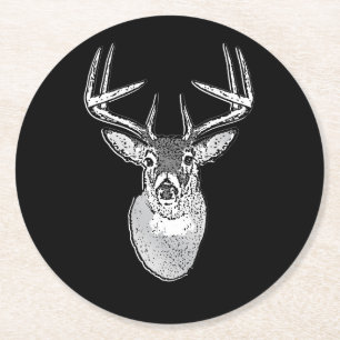 Bug auf dem Schwarz-weißen Schwanz Hirschkopf Runder Pappuntersetzer