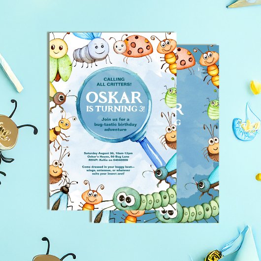 Bug Birthday Invitation, Critter Birthday Boy Einladung
