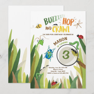 Bug Birthday Invitation Insect Bugs Boy bugging Einladung