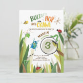 Bug Birthday Invitation Insect Bugs Boy bugging Einladung (Stehend Vorderseite)