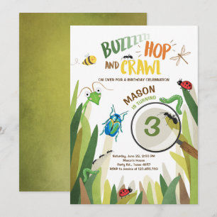 Bug Birthday Invitation Insect Bugs Boy bugging Einladung
